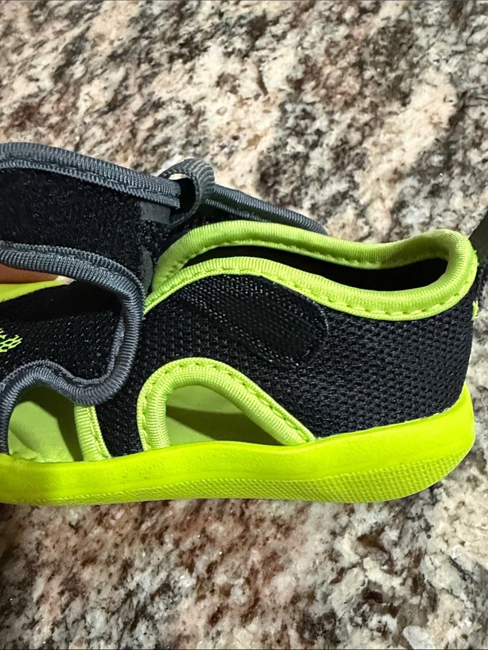 adidas Black and Neon Green Slip-On Kids Athletic Shoes